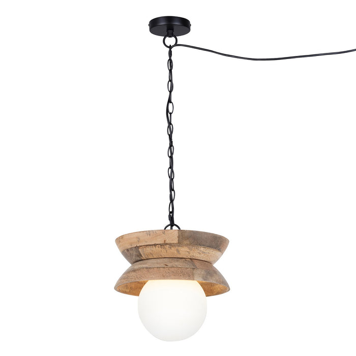 Canarm - IPL2271B01NA - One Light Pendant - Maeva - Natural Wood + Black