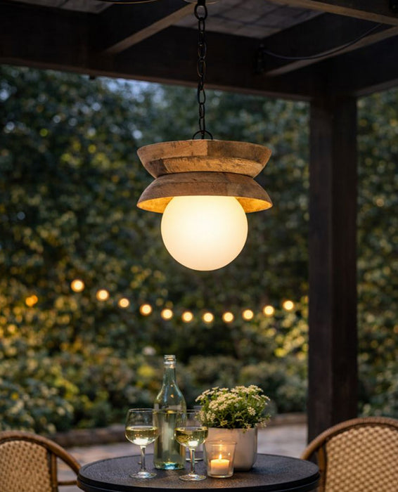 Canarm - IPL2271B01NA - One Light Pendant - Maeva - Natural Wood + Black