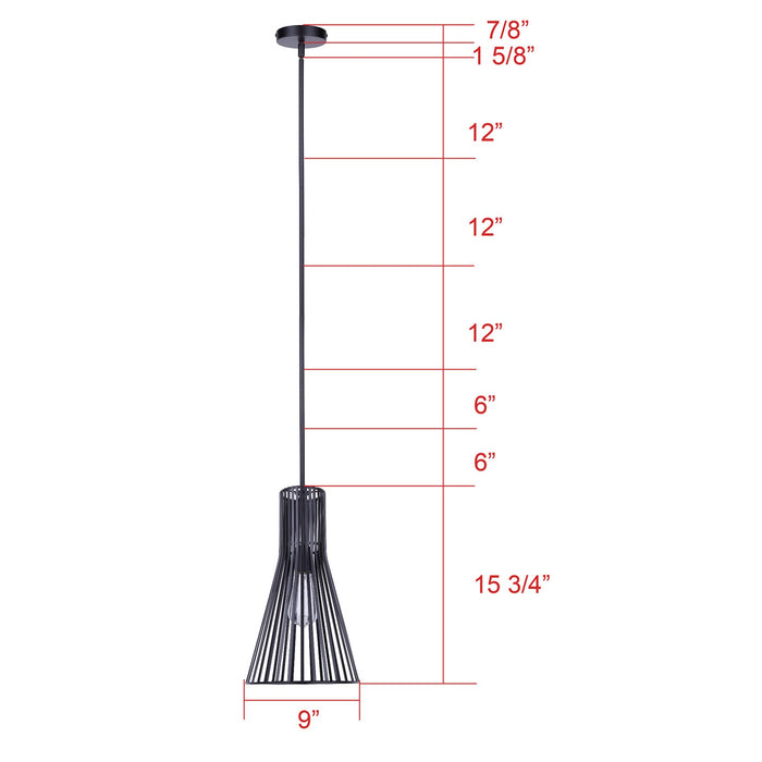 Canarm - IPL1238A01BK - One Light Pendant - Elim - Matte Black