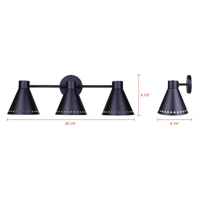 Canarm - IVL1237A03BK - Three Light Vanity - Albie - Matte Black