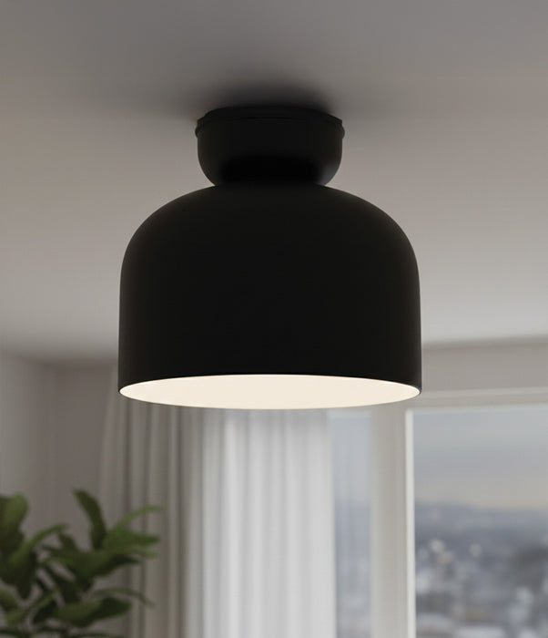 Canarm - IFM1152A09BK - One Light Flush Mount - Caleb - Matte Black & Faux Wood