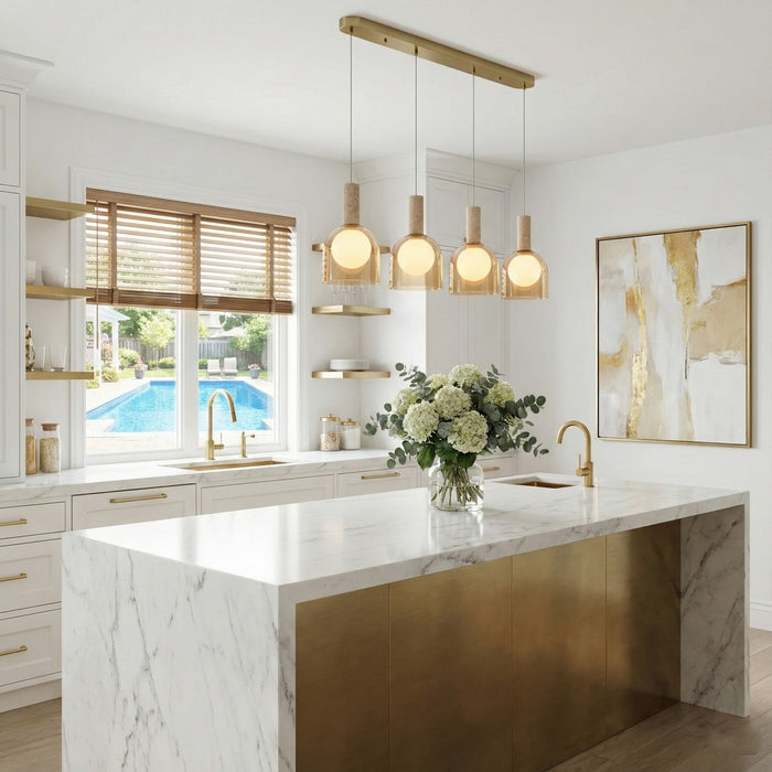 Artcraft - SC13384BR - Four Light Island Pendant - Juna - Brass