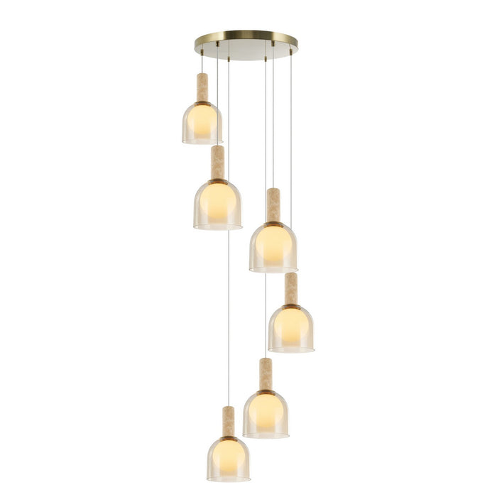 Artcraft - SC13386BR - Six Light Pendant - Juna - Brass