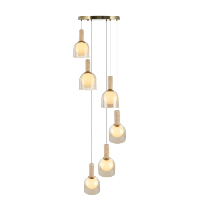 Artcraft - SC13386BR - Six Light Pendant - Juna - Brass