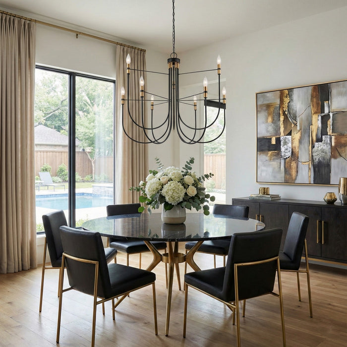 Artcraft - AC12229BB - Nine Light Chandelier - Foundry - Black