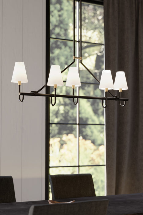 Minka-Lavery - 12105-855 - Five Light Linear Chandelier - Bellforge - Legacy Brass