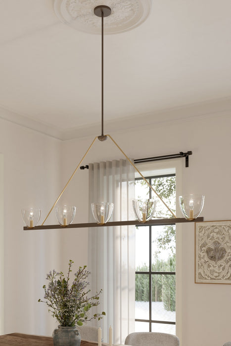 Minka-Lavery - 12727-796 - Five Light Linear Chandelier - Noellea - Dark Bronze