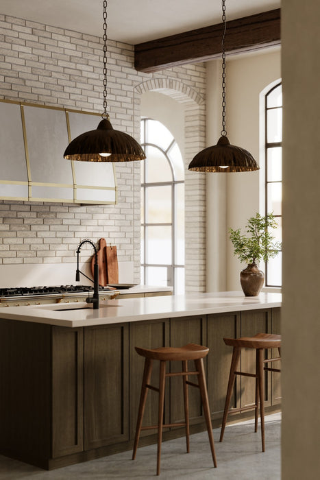 Minka-Lavery - 19914-789 - One Light Pendant - Zinnia - Antique Brass