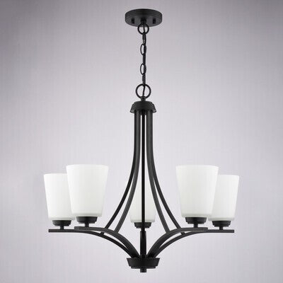 Vaxcel - H0317 - Five Light Chandelier - River Grove - Matte Black