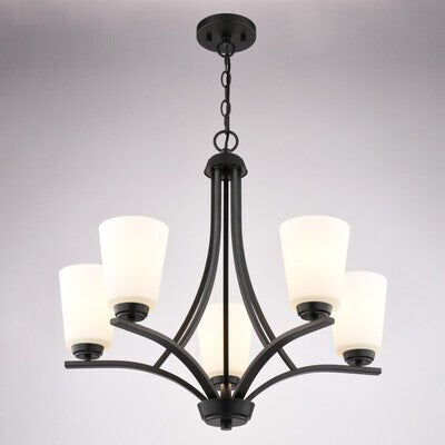 Vaxcel - H0317 - Five Light Chandelier - River Grove - Matte Black