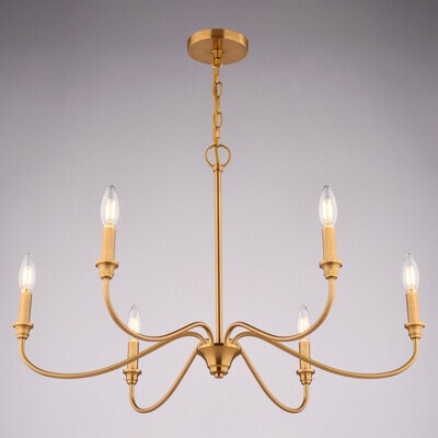 Vaxcel - H0318 - Six Light Chandelier - Annabelle - Muted Brass
