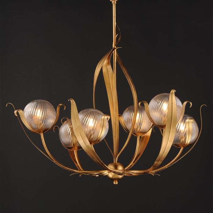 Maxim - 28716CRGL - Six Light Chandelier - Firenze - Gold Leaf