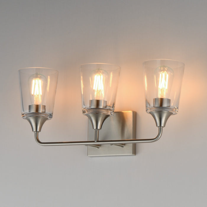 Maxim - 12883CLSN - Three Light Bath Vanity - Hudson - Satin Nickel