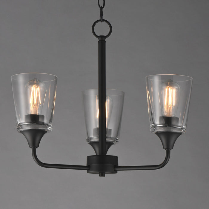 Maxim - 12873CLBK - Three Light Chandelier - Hudson - Black