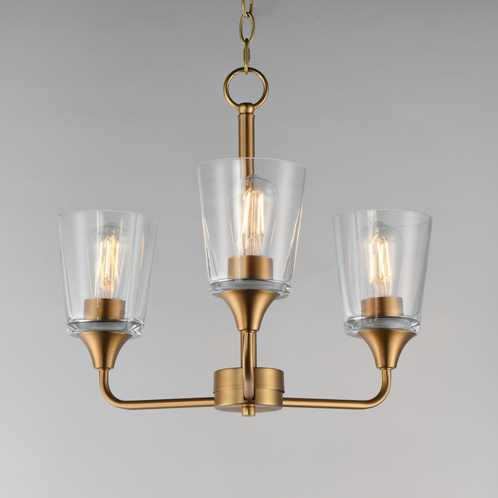 Maxim - 12873CLNAB - Three Light Chandelier - Hudson - Natural Aged Brass