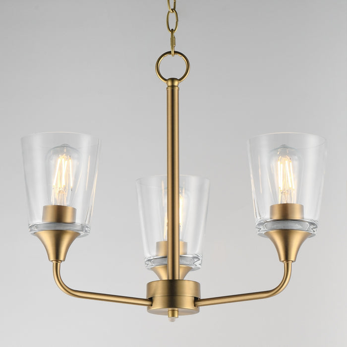 Maxim - 12873CLNAB - Three Light Chandelier - Hudson - Natural Aged Brass