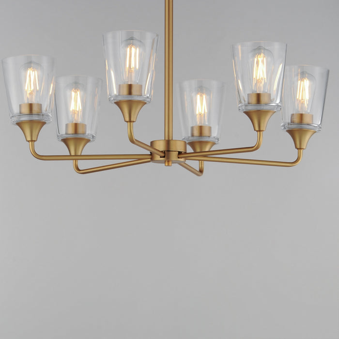 Maxim - 12876CLNAB - Six Light Chandelier - Hudson - Natural Aged Brass
