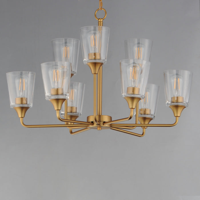 Maxim - 12879CLNAB - Nine Light Chandelier - Hudson - Natural Aged Brass
