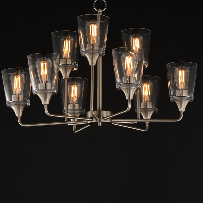 Maxim - 12879CLSN - Nine Light Chandelier - Hudson - Satin Nickel