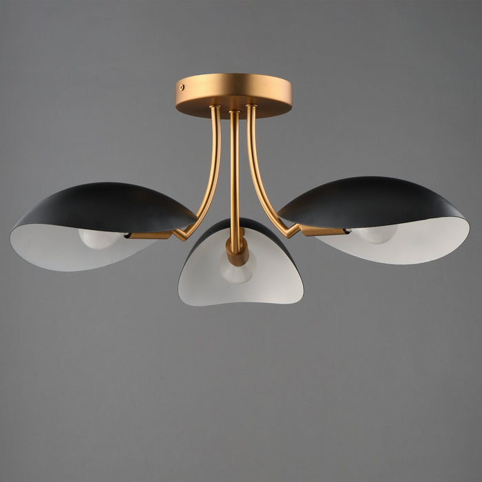 Maxim - 10823BKNAB - Three Light Semi Flush Mount - Maris - Black / Natural Aged Brass