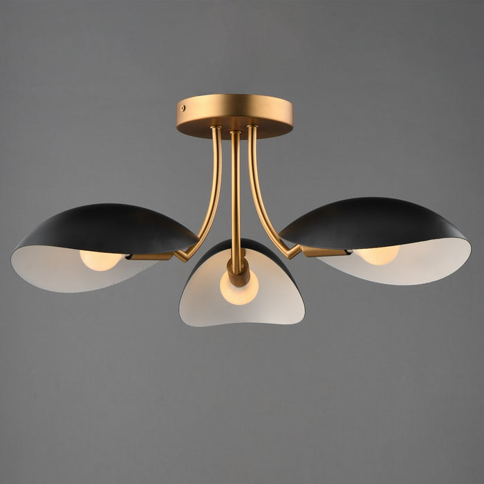 Maxim - 10823BKNAB - Three Light Semi Flush Mount - Maris - Black / Natural Aged Brass