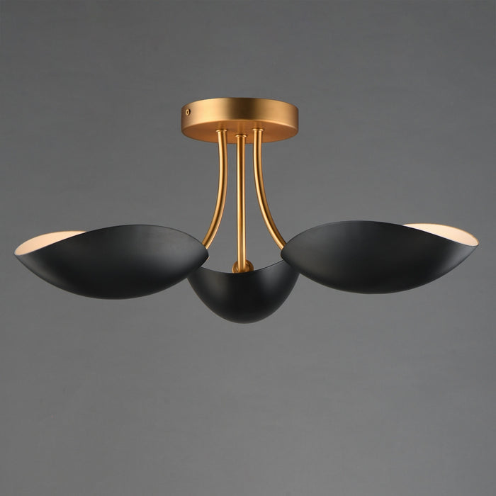 Maxim - 10823BKNAB - Three Light Semi Flush Mount - Maris - Black / Natural Aged Brass