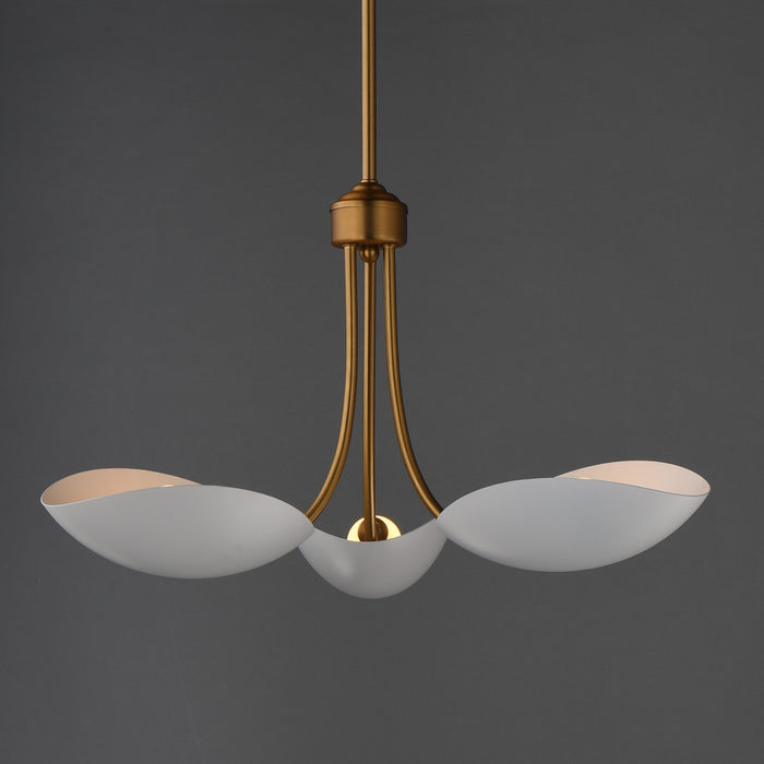 Maxim - 10824WTNAB - Three Light Pendant - Maris - White/Natural Aged Brass