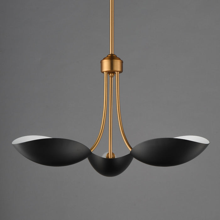 Maxim - 10824BKNAB - Three Light Pendant - Maris - Black / Natural Aged Brass