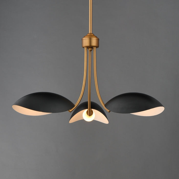 Maxim - 10824BKNAB - Three Light Pendant - Maris - Black / Natural Aged Brass