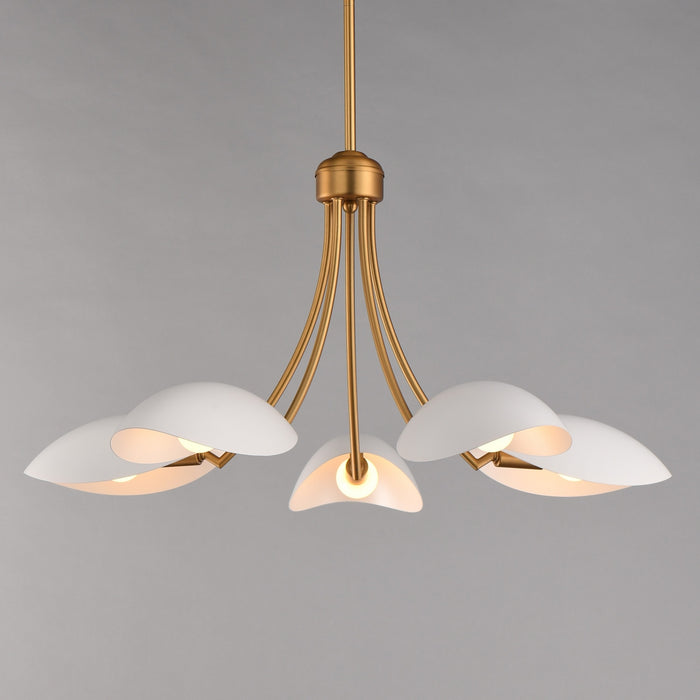 Maxim - 10825WTNAB - Five Light Chandelier - Maris - White/Natural Aged Brass