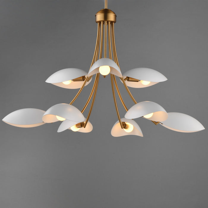 Maxim - 10829WTNAB - Nine Light Chandelier - Maris - White/Natural Aged Brass