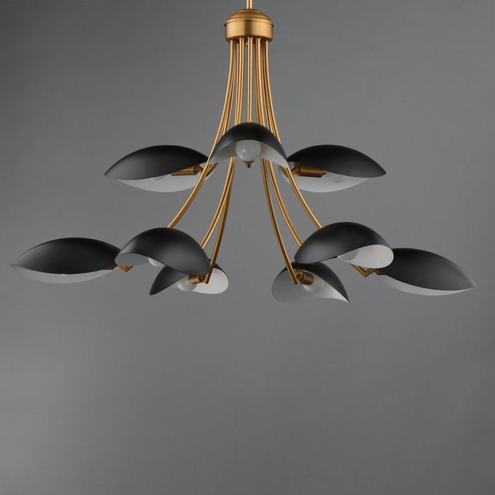 Maxim - 10829BKNAB - Nine Light Chandelier - Maris - Black / Natural Aged Brass