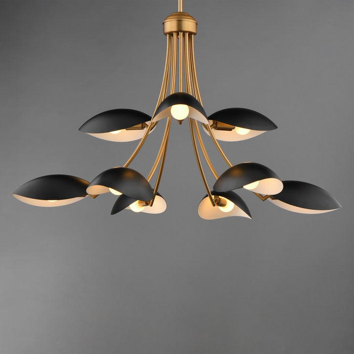 Maxim - 10829BKNAB - Nine Light Chandelier - Maris - Black / Natural Aged Brass