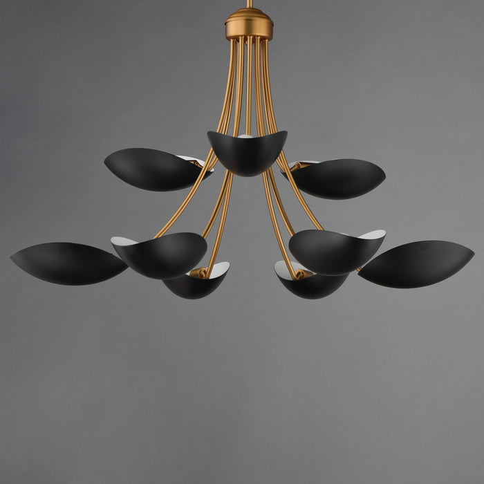 Maxim - 10829BKNAB - Nine Light Chandelier - Maris - Black / Natural Aged Brass