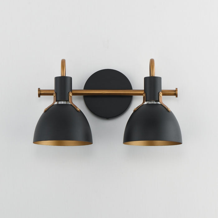 Maxim - 12342BKAB - Two Light Wall Sconce - Dusk - Black / Antique Brass