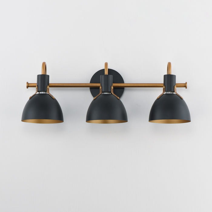 Maxim - 12343BKAB - Three Light Wall Sconce - Dusk - Black / Antique Brass