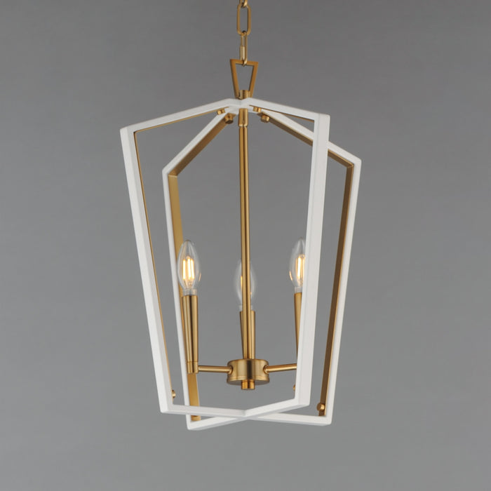 Maxim - 28613WTNAB - Three Light Pendant - Melrose - White/Natural Aged Brass