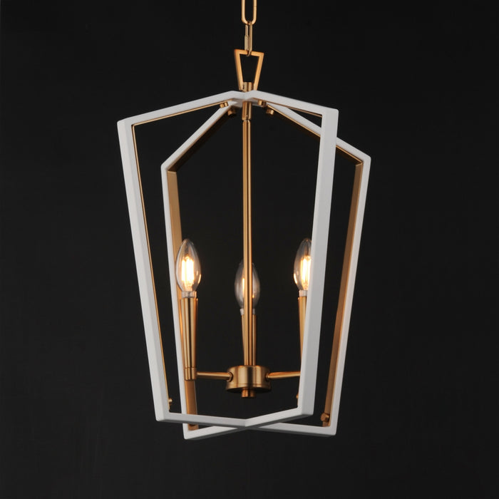 Maxim - 28613WTNAB - Three Light Pendant - Melrose - White/Natural Aged Brass