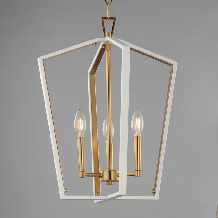 Maxim - 28613WTNAB - Three Light Pendant - Melrose - White/Natural Aged Brass