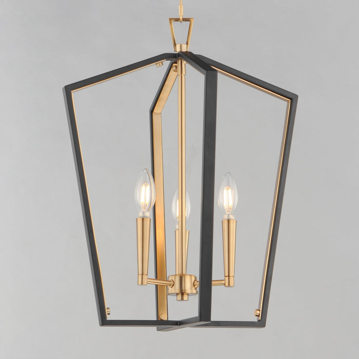 Maxim - 28613BKNAB - Three Light Pendant - Melrose - Black / Natural Aged Brass