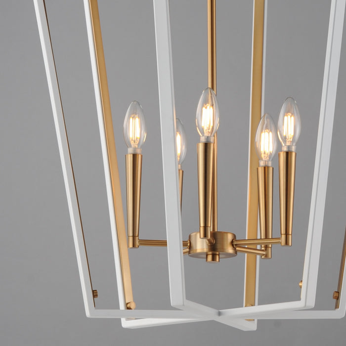 Maxim - 28615WTNAB - Five Light Pendant - Melrose - White/Natural Aged Brass
