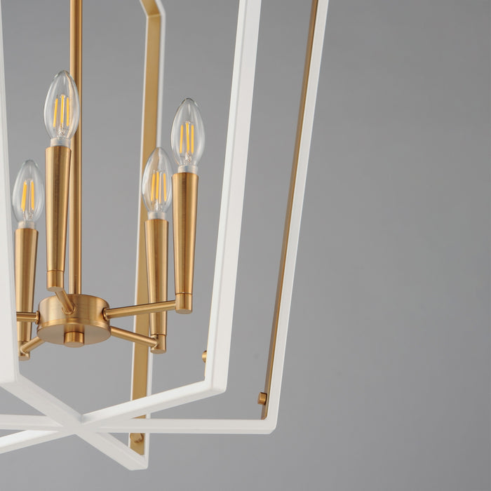 Maxim - 28615WTNAB - Five Light Pendant - Melrose - White/Natural Aged Brass