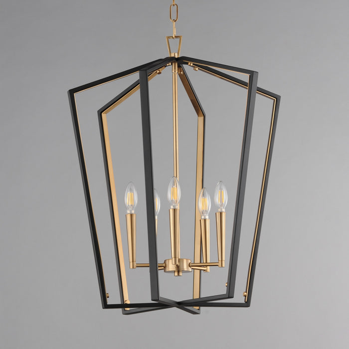 Maxim - 28615BKNAB - Five Light Pendant - Melrose - Black / Natural Aged Brass