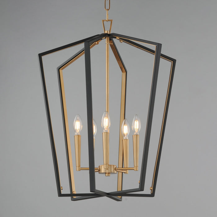 Maxim - 28615BKNAB - Five Light Pendant - Melrose - Black / Natural Aged Brass