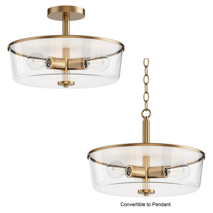Maxim - 5695CLNAB - Three Light Semi Flush/Pendant Convertible - Fuller - Natural Aged Brass