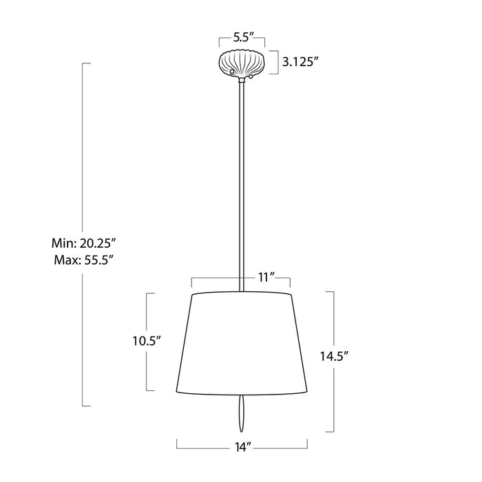 Regina Andrew - 16-1518BLK - Two Light Pendant - Clove - Antique Gold Leaf