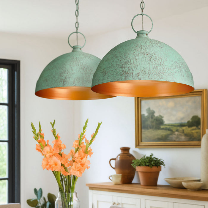 Golden - 0318-L GP - One Light Pendant - Lincoln - Green Patina