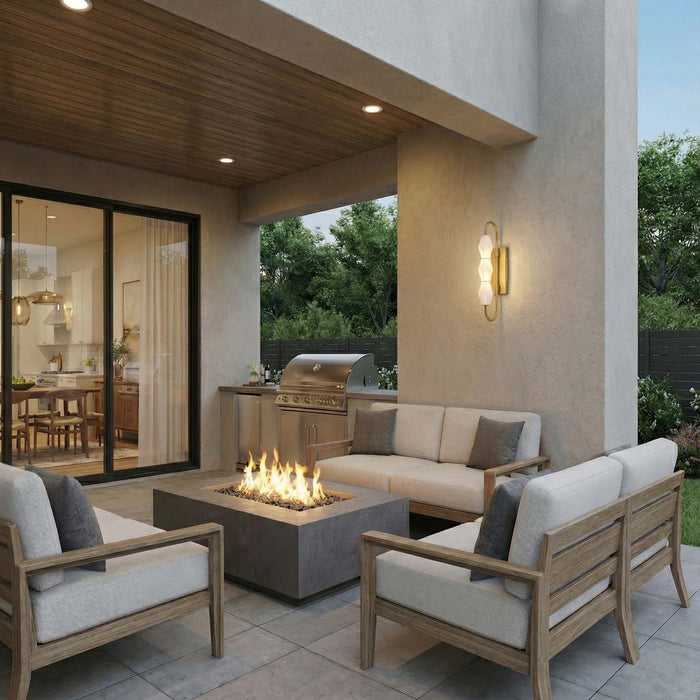 Golden - 1517-OWL3 SBG-FST - LED Outdoor Wall Mount - Geode - Satin Brushed Gold