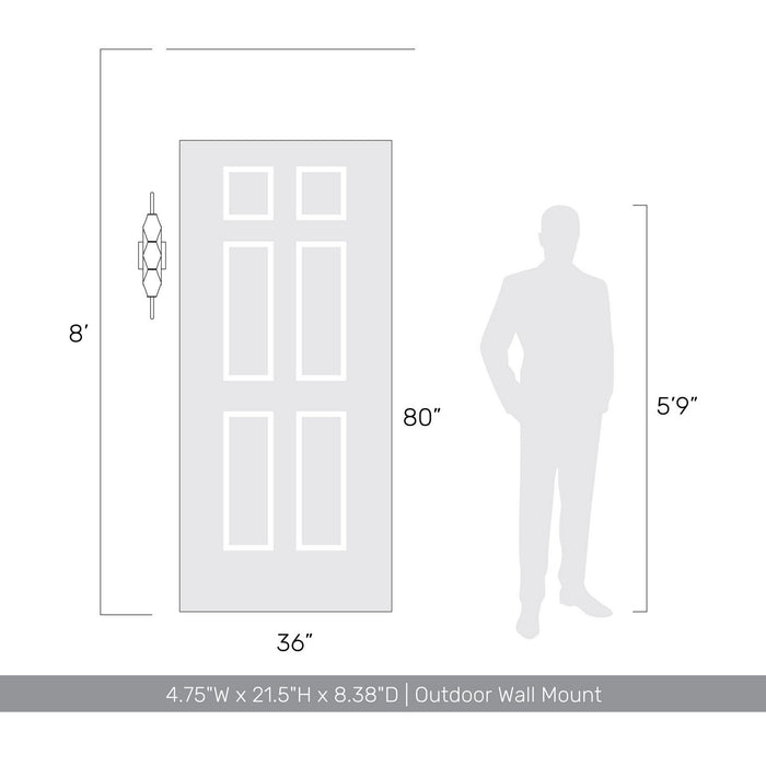 Golden - 1517-OWL3 SBG-FST - LED Outdoor Wall Mount - Geode - Satin Brushed Gold