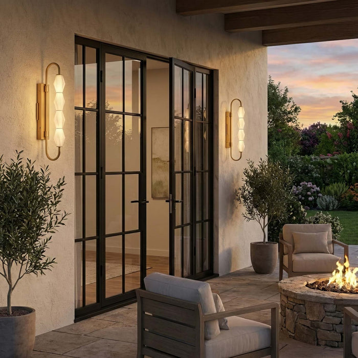 Golden - 1517-OWL4 SBG-FST - LED Outdoor Wall Mount - Geode - Satin Brushed Gold
